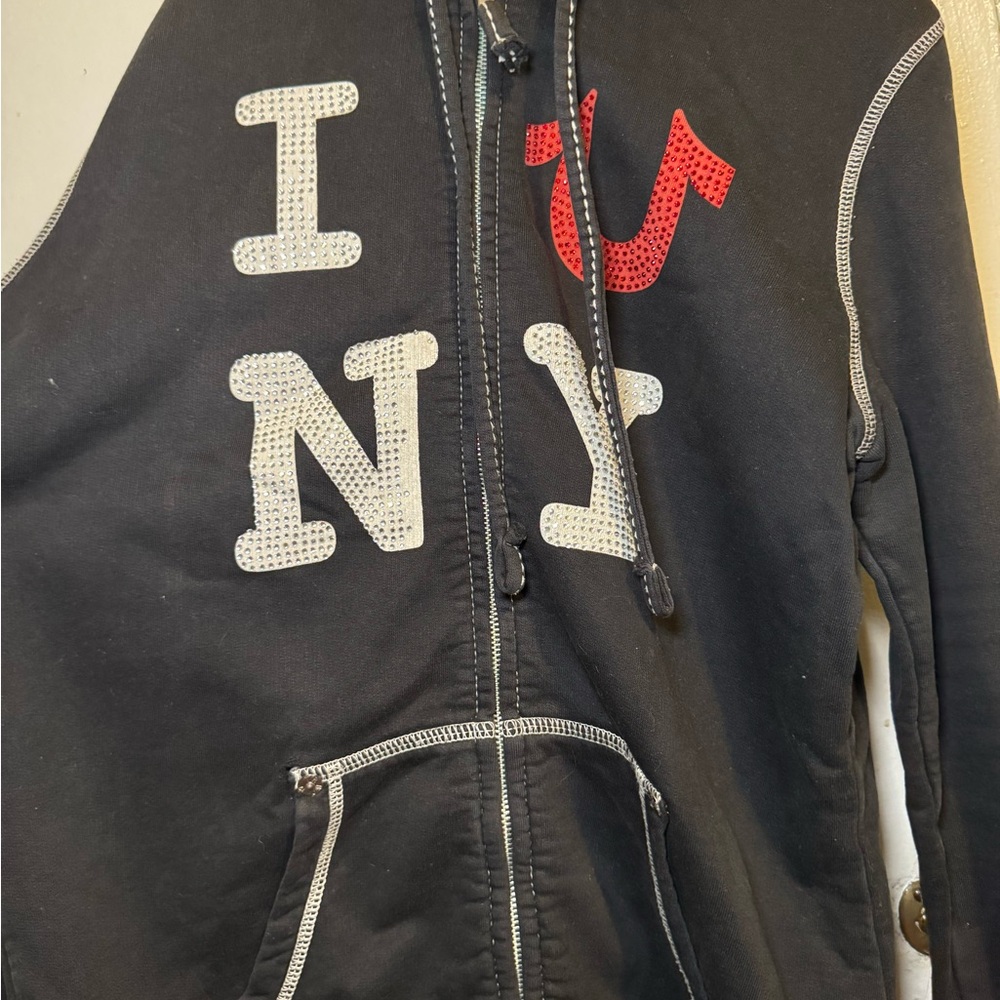 True Religion Authentic Vintage Label with Red and Black Accents